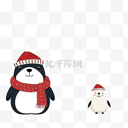 可爱的圣诞北极熊和企鹅方框，带