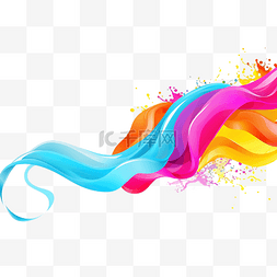 彩色刷子图片_彩色笔触泼漆丝带横幅波浪
