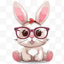 戴眼镜的兔子剪贴画 可爱的戴眼
