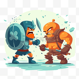 战斗剪贴画 两个卡通战士以卡通
