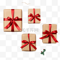 绿色礼品卡图片_用再生工艺纸包裹的圣诞礼盒，绿
