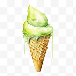 绿色和黄色的水彩冰淇淋