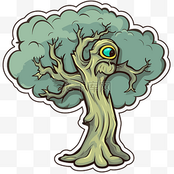 一棵大树的图像，有眼睛卡通剪贴