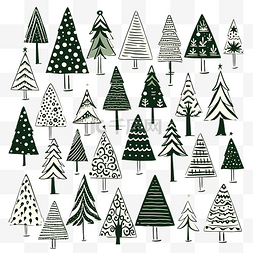 垃圾篓扁平化图片_一套塗鴉風格的手繪風格化聖誕樹
