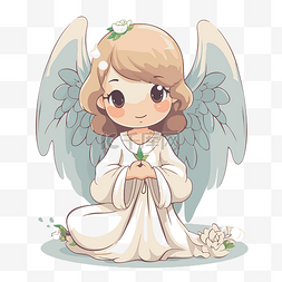 天使剪贴画可爱的卡通天使，长着