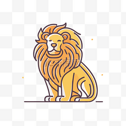 彩色狮子图片_亮黄色的狮子插图 向量