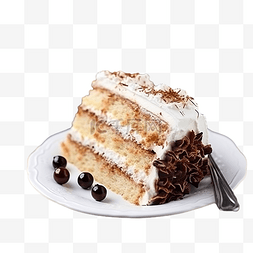 木质蛋糕盘图片_桌上铺着圣诞装饰的蛋糕片奶油