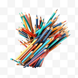 土木工程答辩图片_创意铅笔悬浮抽象铅笔3D插画