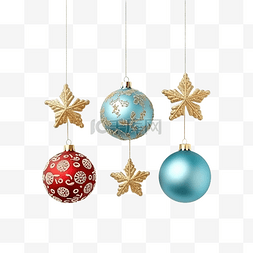 红色礼品组合图片_蓝色金色和红色装饰的圣诞组合物