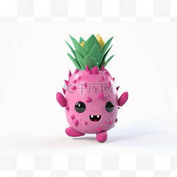 ai素材火龙果图片_由 aaron m 建模的可爱粉红色菠萝 3d