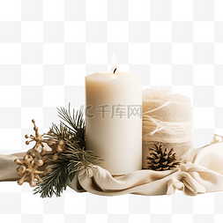 圣诞花蜡烛图片_燃烧的蜡烛和圣诞装饰