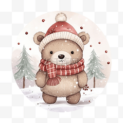 可爱的圣诞贺卡，上面有可爱的熊