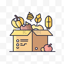 平面的盒子图片_里面有水果和蔬菜的盒子的插图 