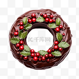 巧克力蛋糕圣诞花环加糖霜
