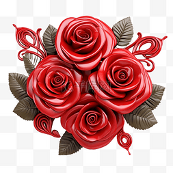 3d 插图红玫瑰