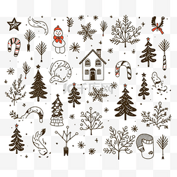 雪人图片_涂鸦风格的一大套可爱的圣诞设计