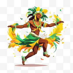 狂欢节可爱图片_男人跳舞巴西狂欢节插画