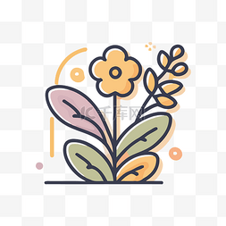海报背景花卉图片_用于徽标和海报的彩色植物线图标