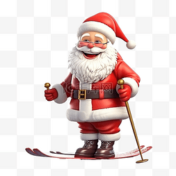 圣诞老人滑雪图片_一张笑脸圣诞老人在圣诞节系列中