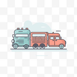 汽车制造ai图片_白色平面插图中的卡车和拖车 向