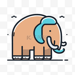 猛犸象矢量图片_绿松石色头发大象的插图 向量
