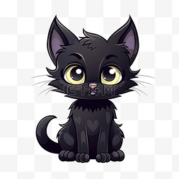 卡通可爱的小猫图片_黑猫