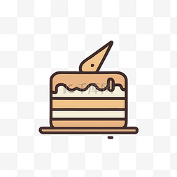 简单的蛋糕矢量图标或带有蜡烛的