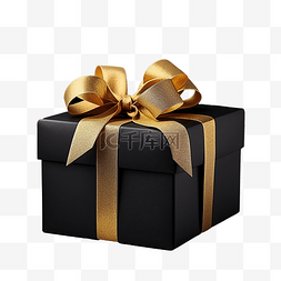 黑色的礼盒图片_黑色圣诞礼盒，配有金丝带弓和黑