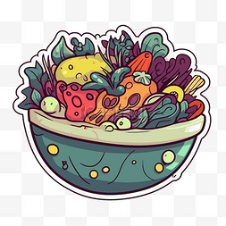碗的蔬菜图片_显示一碗蔬菜的贴纸剪贴画 向量