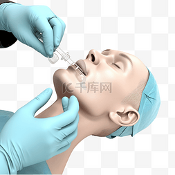微笑女性牙齿图片_牙医注射的 3d 插图