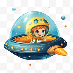 科幻可爱图片_可爱的 ufo 乘坐宇宙飞船