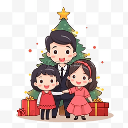 欢呼庆祝祝图片_家庭成员在家里用松树庆祝圣诞节