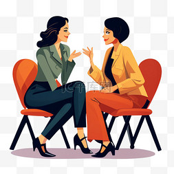 礼遇女人节图片_坐在椅子上交谈的女性的卡通形象