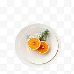 美丽的圣诞餐桌布置，有橘子和杉