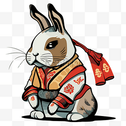 新年兔子贴纸图片_中国兔 向量