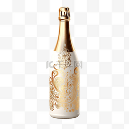 木酒杯图片_装饰瓶金色香槟