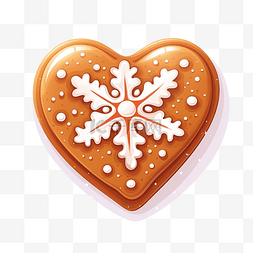 心形巧克力卡通图片_心形饼干与雪花可爱的矢量插图圣
