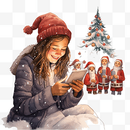 手机和表图片_女孩用智能手机为家人拍照庆祝圣