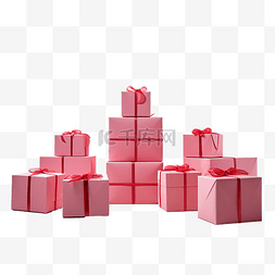 红粉色丝带图片_带有红色缎带的粉色盒子的最小组