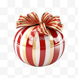 圣诞礼物球条纹礼物与红丝带