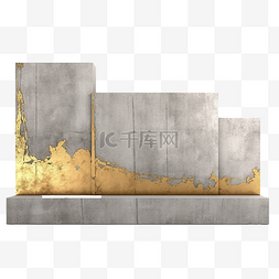 具体背景图片_由金色装饰的混凝土墙的 3D 渲染