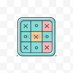 井字游戏图标呈方形，带有彩色碎