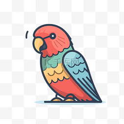 可爱的鹦鹉图标与多彩的颜色 向