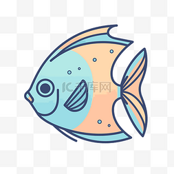 白色背景上以彩色风格绘制的小鱼