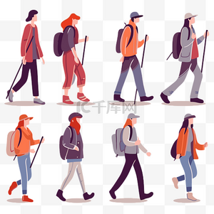 步行者剪贴画人们一起走卡通 向量素材图片免费下载-千库网