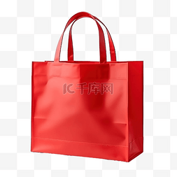 白色手提袋样机图片_红色购物袋与样机剪切路径隔离
