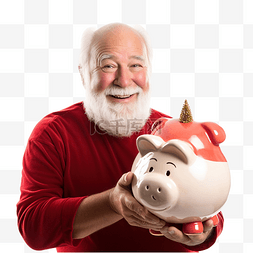存钱罐手图片_圣诞老人拿着圣诞存钱罐钱箱节日