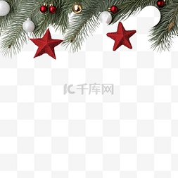 白色木板上有红星和圣诞球装饰的