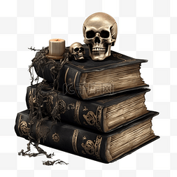 英语教科版图片_哥特式咒语书，配有头骨和女巫节