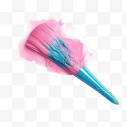 油漆渲染图片_带有蓝色油漆元素的粉红色刷子，